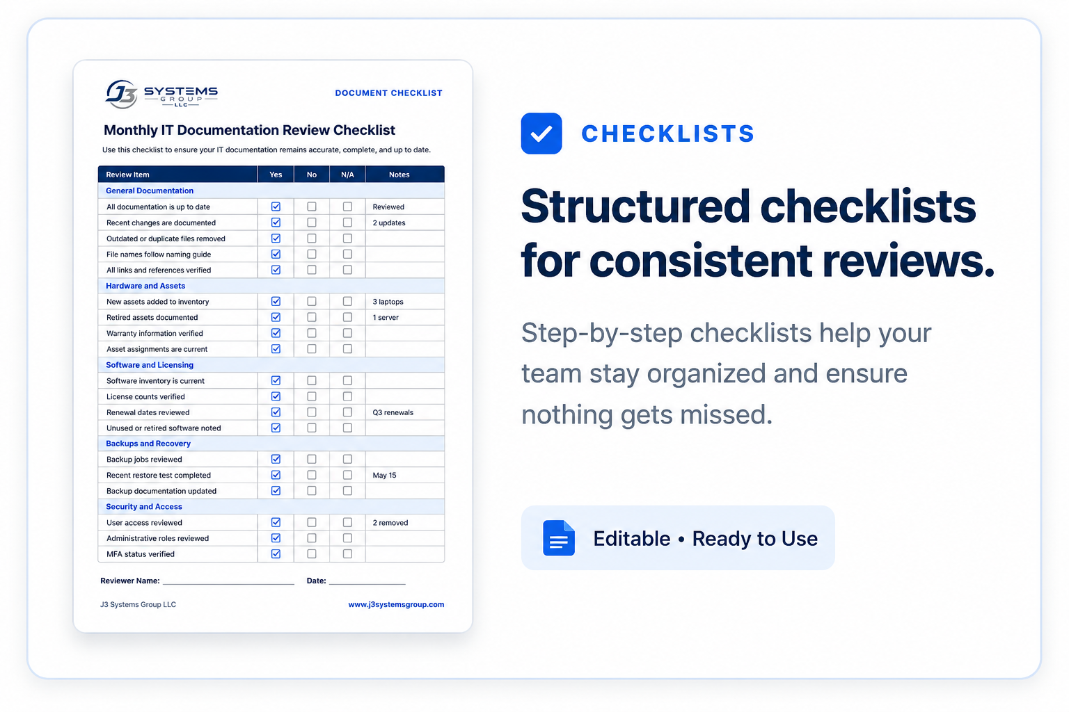 Checklist resource preview