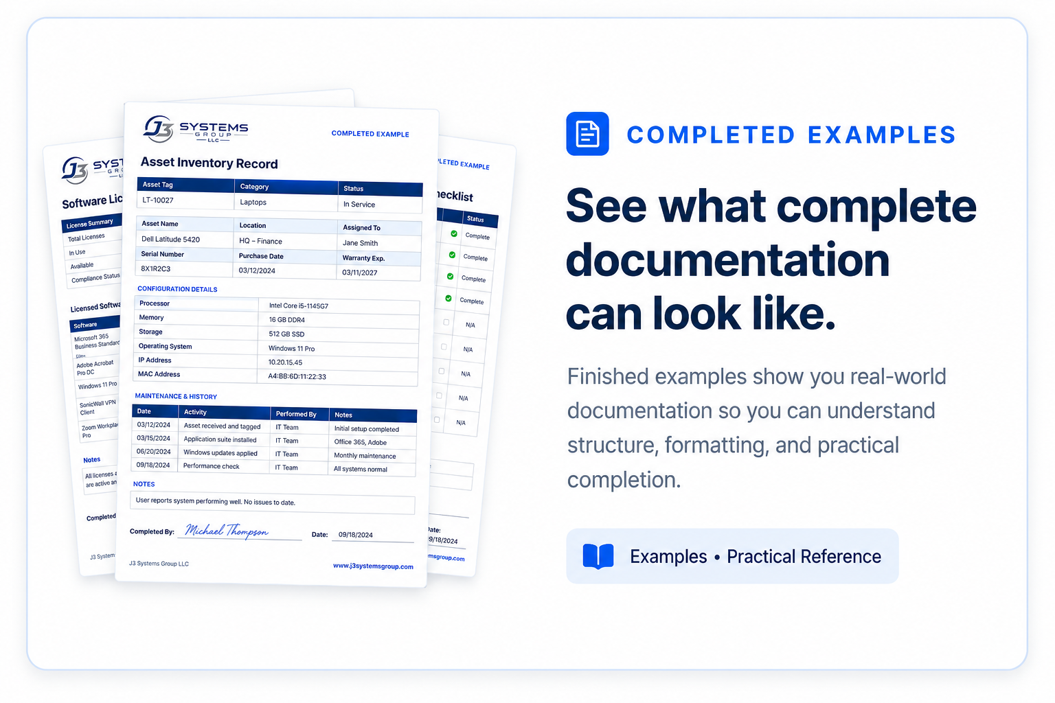 Completed documentation examples preview