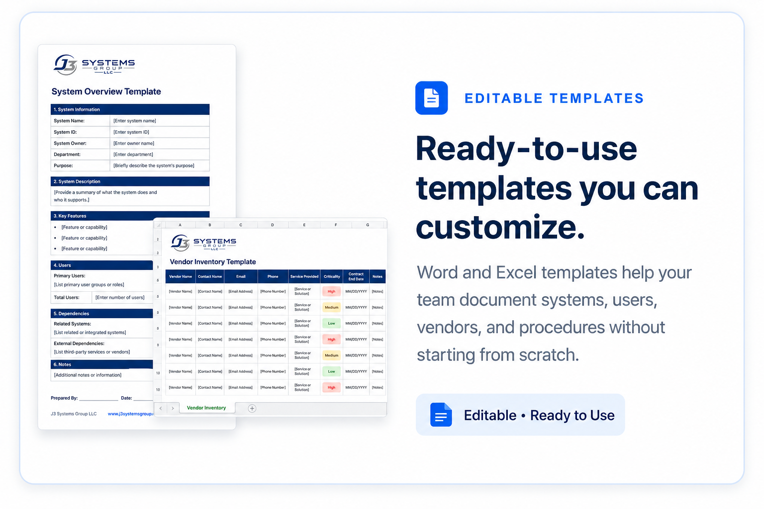 Editable Word and Excel template preview